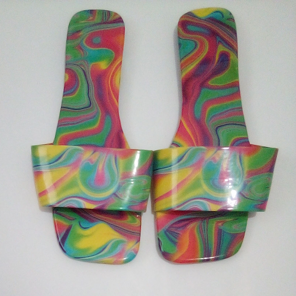 Colorful Swirl Slide Sandals Size 43